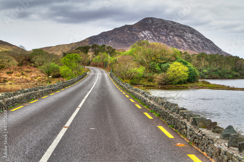 Photo: Irish road with mountain view Irish road with mountain view