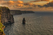 famous cliffs of moher, sunset, county clare, ireland