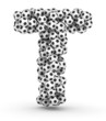 Letter T from soccer football balls