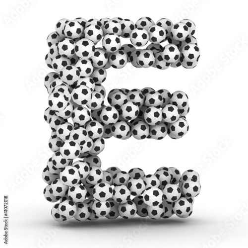 Illustration: Letter E from soccer football balls Letter E from soccer football balls