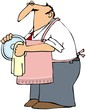 Man Drying Dishes