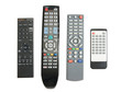 Remote controls for electronics isolated over white background