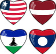 Set of vector images of hearts with the flags Set of vector images of hearts with the flags