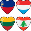 Set of vector images of hearts with the flags