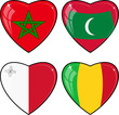 Set of vector images of hearts with the flags