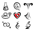set of female and prenatal related medical icons