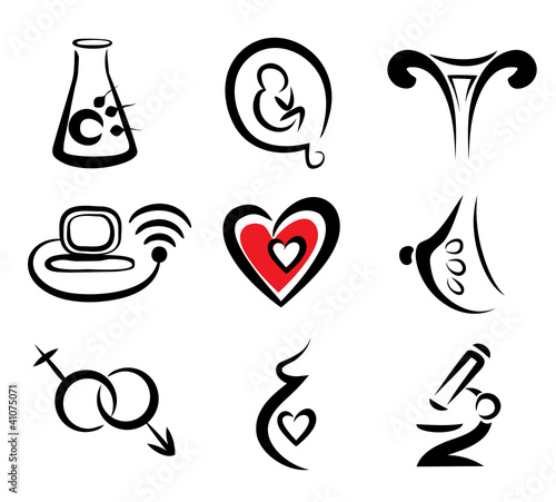 Vector: set of female and prenatal related medical icons set of female and prenatal related medical icons