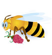 Bee with pink flower Bee with pink flower