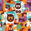 Seamless pattern with modern Adam and eve.