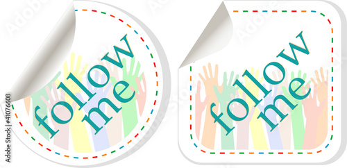 Vector: follow me stickers label set follow me stickers label set