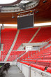 Corner of an empty football stadium with projection screen Corner of an empty football stadium with projection screen