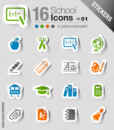 Vektor: Stickers - School Icons Stickers - School Icons
