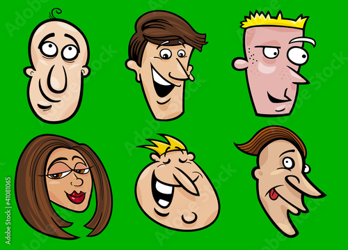 Vector: set of happy people faces set of happy people faces