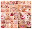 Faces of smiling people in set. Healthy teeth. Smile