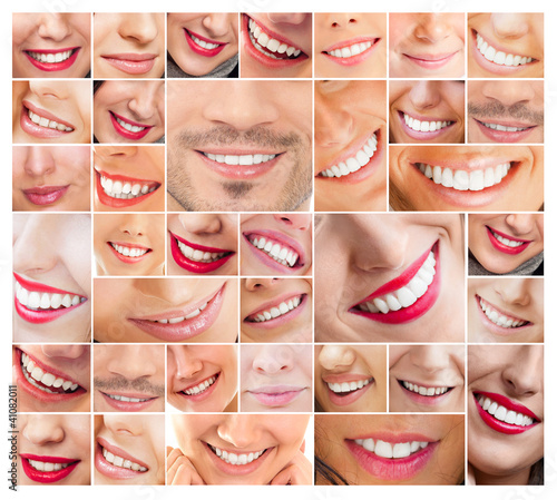Photo: Faces of smiling people in set. Healthy teeth. Smile Faces of smiling people in set. Healthy teeth. Smile