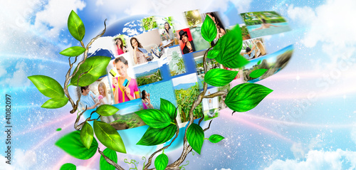 Foto: Collection of different people portraits on earth Collection of different people portraits on earth