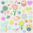 Set of nature textile stickers - scrapbook label