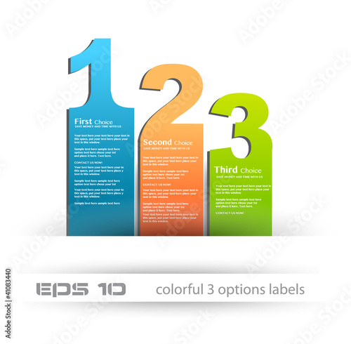 Vector: Paper style labels with 3 choices. Ideal for web usage. Paper style labels with 3 choices. Ideal for web usage.