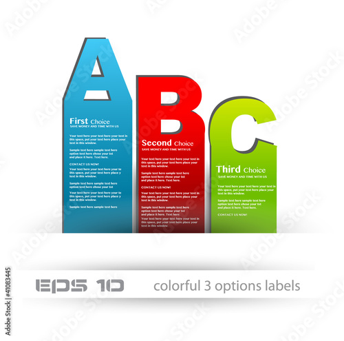 Vektor: Paper style labels with 3 choices. Ideal for web usage Paper style labels with 3 choices. Ideal for web usage
