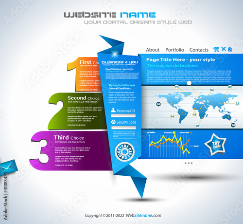 Vektor: Origami Website - Elegant Design for Business Presentations Origami Website - Elegant Design for Business Presentations