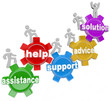 People on Gears Helping Each Other to Reach Solution