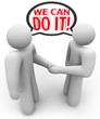 We Can Do It Two People Speech Bubble Handshake
