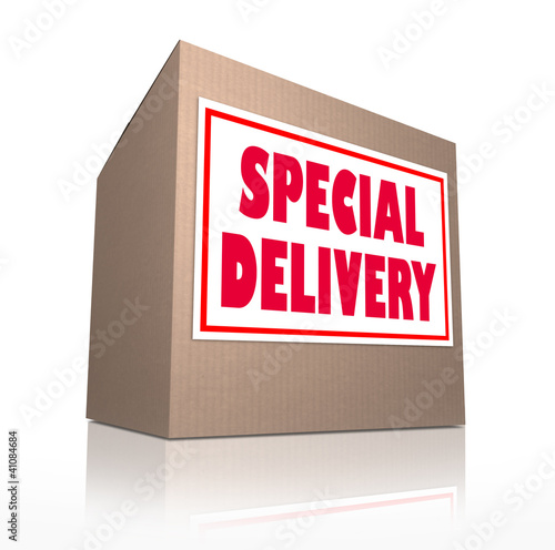 Photo: Special Delivery Mailed Cardboard Box Shipment Special Delivery Mailed Cardboard Box Shipment