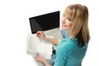 Photo: A young college girl studying, back-view A young college girl studying, back-view