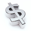 3D Dollar symbol isolated on white
