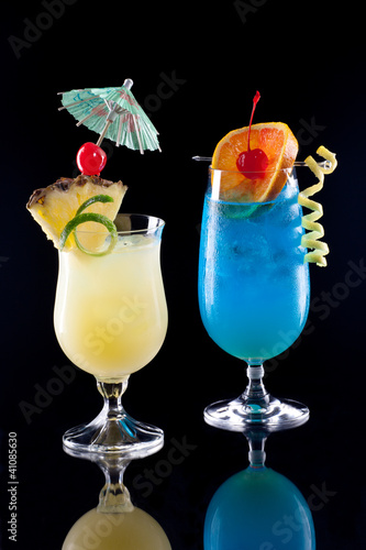 Photo: Bahama Mama and Blue Lagoon - Most popular cocktails series Bahama Mama and Blue Lagoon - Most popular cocktails series