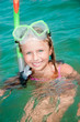 Summer beach - lovely girl diver in the sea Summer beach - lovely girl diver in the sea