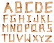 Old Grunge Wooden Alphabet, vector set