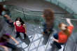 At the university/college - Students rushing up and down a busy