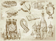 Set of Russia hand-drawn icons