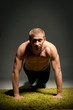 Athlete is doing physical exercise
