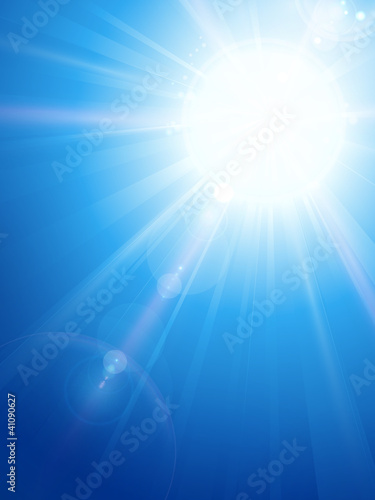 Vektor: Blue sky with sun and lens flare Blue sky with sun and lens flare
