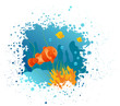 Grunge underwater background with clownfish Grunge underwater background with clownfish