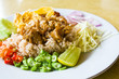 Delicious mixed cooked rice with shrimp paste sauce