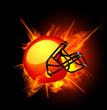 American football helmet in fire American football helmet in fire