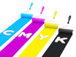CMYK paint rollers 3d render CMYK paint rollers 3d render