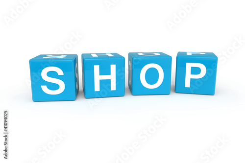 Illustration: Shop cubes 3d render illustration Shop cubes 3d render illustration