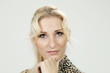 beautiful blond woman, studio portrait in studio