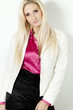 beautiful blond woman with jacket, studio portrait