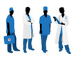 Doctors silhouettes on white