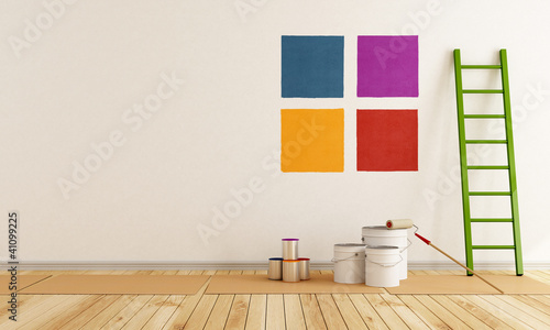 Illustration: select color swatch to paint wall select color swatch to paint wall