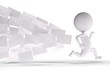 3d human chased by a lot of letters 3d human chased by a lot of letters