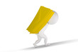 3d human with a lots of yellow letters 3d human with a lots of yellow letters