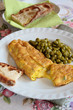 Cheese omelette and green peas Cheese omelette and green peas