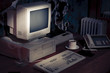Photo: dramatic lighting image of an old, vintage workspace dramatic lighting image of an old, vintage workspace