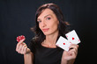 Gambler with cards and chips. Gambler with cards and chips.